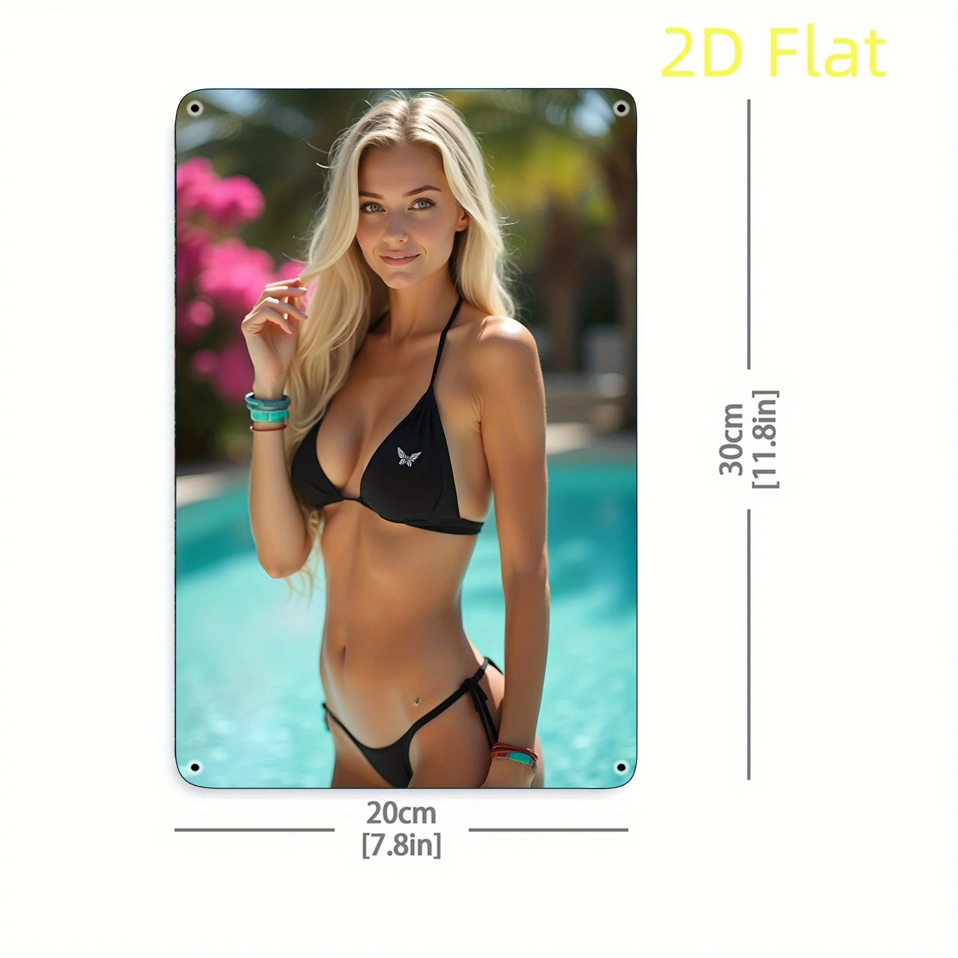 Retro Bikini Girl Metal Tin Sign - Vintage Iron Wall Art Decor with Pre-Drilled Holes for Home, Bar, Cafe, Garage & Outdoor Use