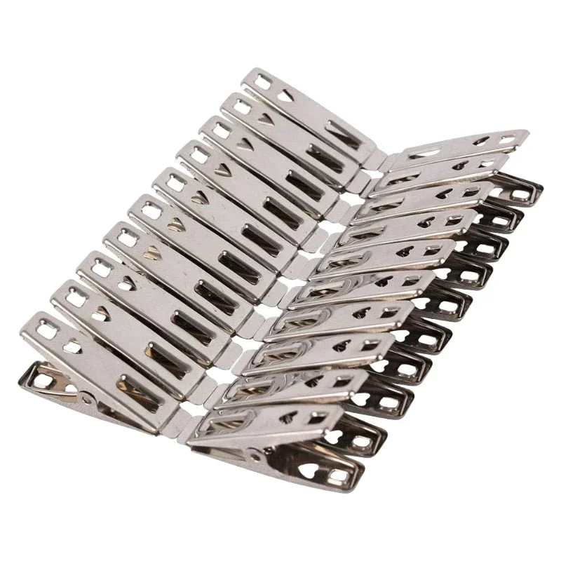 

20/40/60PCs food bag clip clothes pegs stainless steel washing line hang pins windproof metal clamps