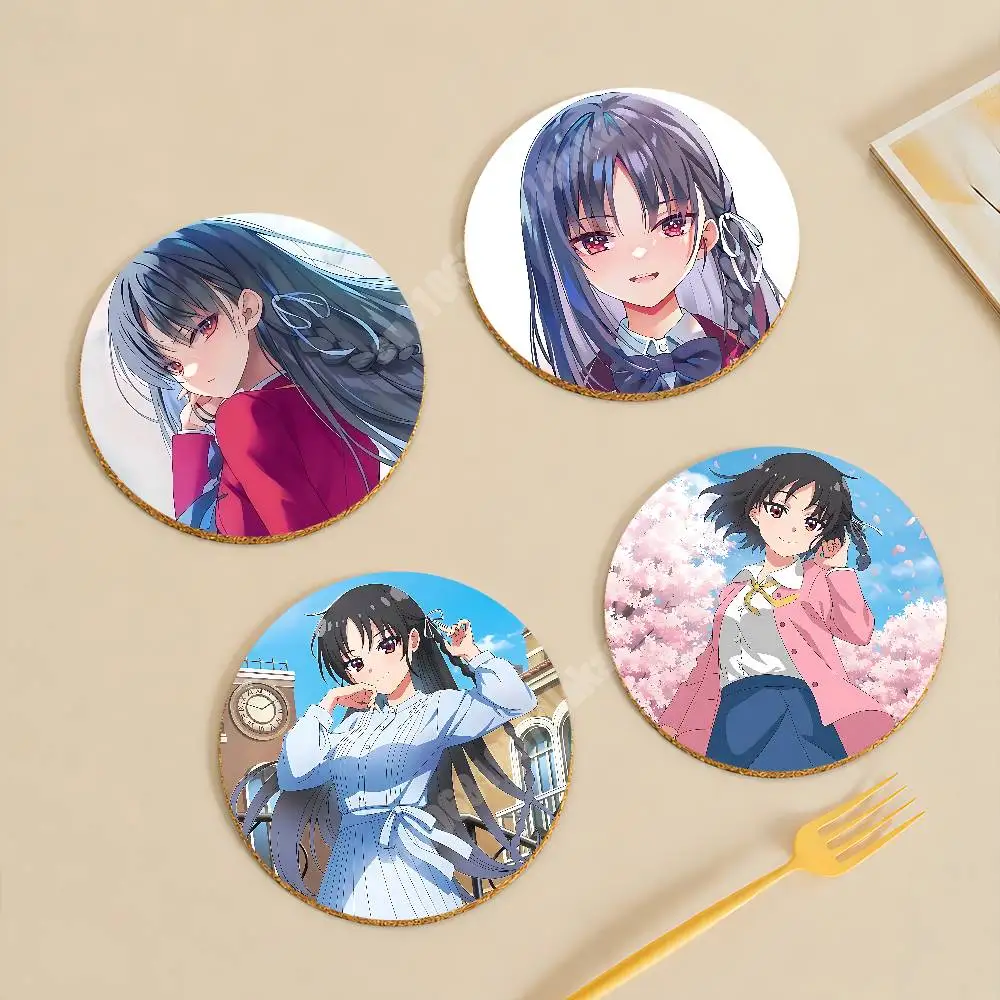 

Horikita Suzune The E-Elite Classroom Wooden Cup Mat Cappuccino Vodka Juice Water Coaster for Flower Shop