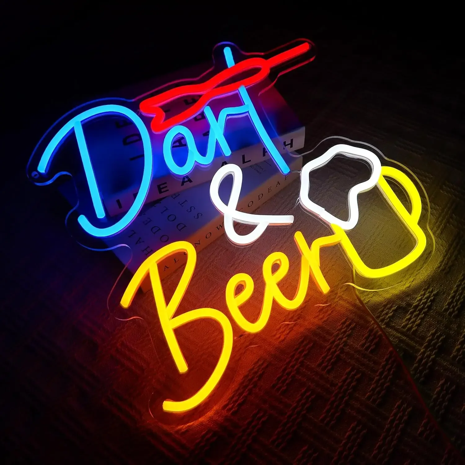 Dart Beer Neon Sign LED Neon Light Sign USB Powered for Game Room Man Cave Club Bar Shop Wall Birthday Party Decor Gifts