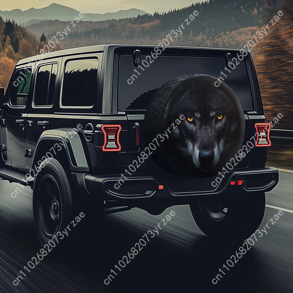 Stunning Black Wolf Various Models Spare Tire Cover Sand Dust Prevention Protect Wind Rain Tire Cover Sturdy Durable Tire Covers