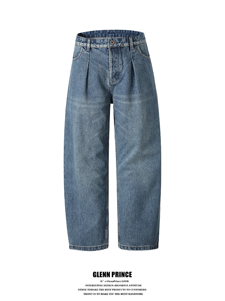 

Мужские джинсы GPstudio в стиле ретро, свободного кроя, прямые, с пуговицами, модные, повседневные, из смесового хлопка и полиэстера