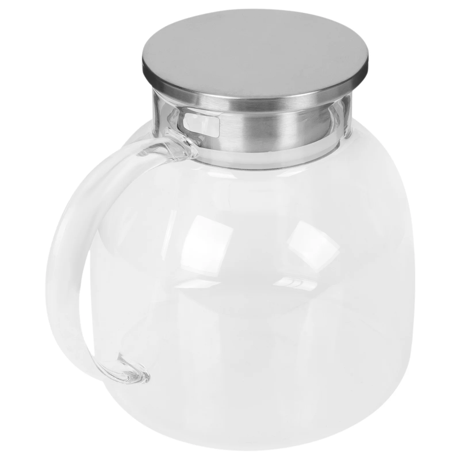 

Cold Water Jug Glass Pitcher Stainless Steel Lid Portable Suitable for Juice Tea Milk Drinks Jug with Lid