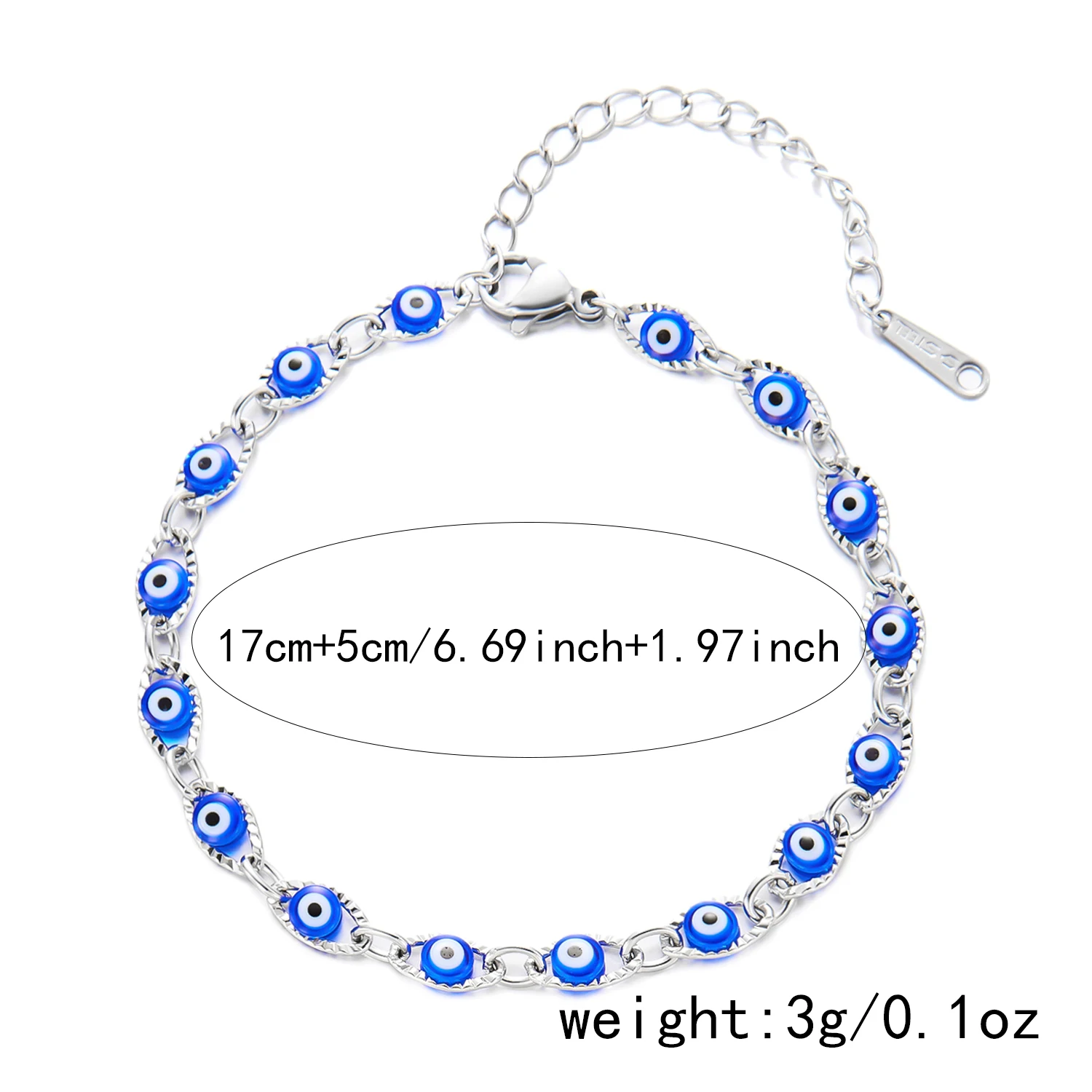 Bohemian Oval Evil Blue Eye Chain Bracelets for Women Men Stainless Steel Handmade Bracelets Good Luck Wealth Jewelry Gifts