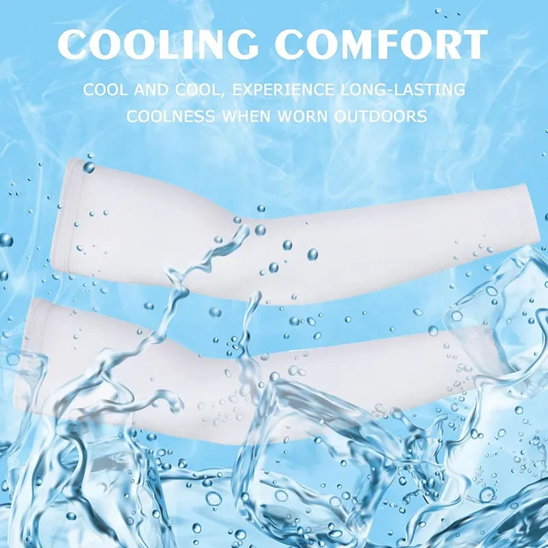 Cooling Arm Sleeve 1 Pair UV Protection Arm Sleeves Cooling Sports Sleeve for Summer Anti Slip Ice Silk Arm Covers for Men Women