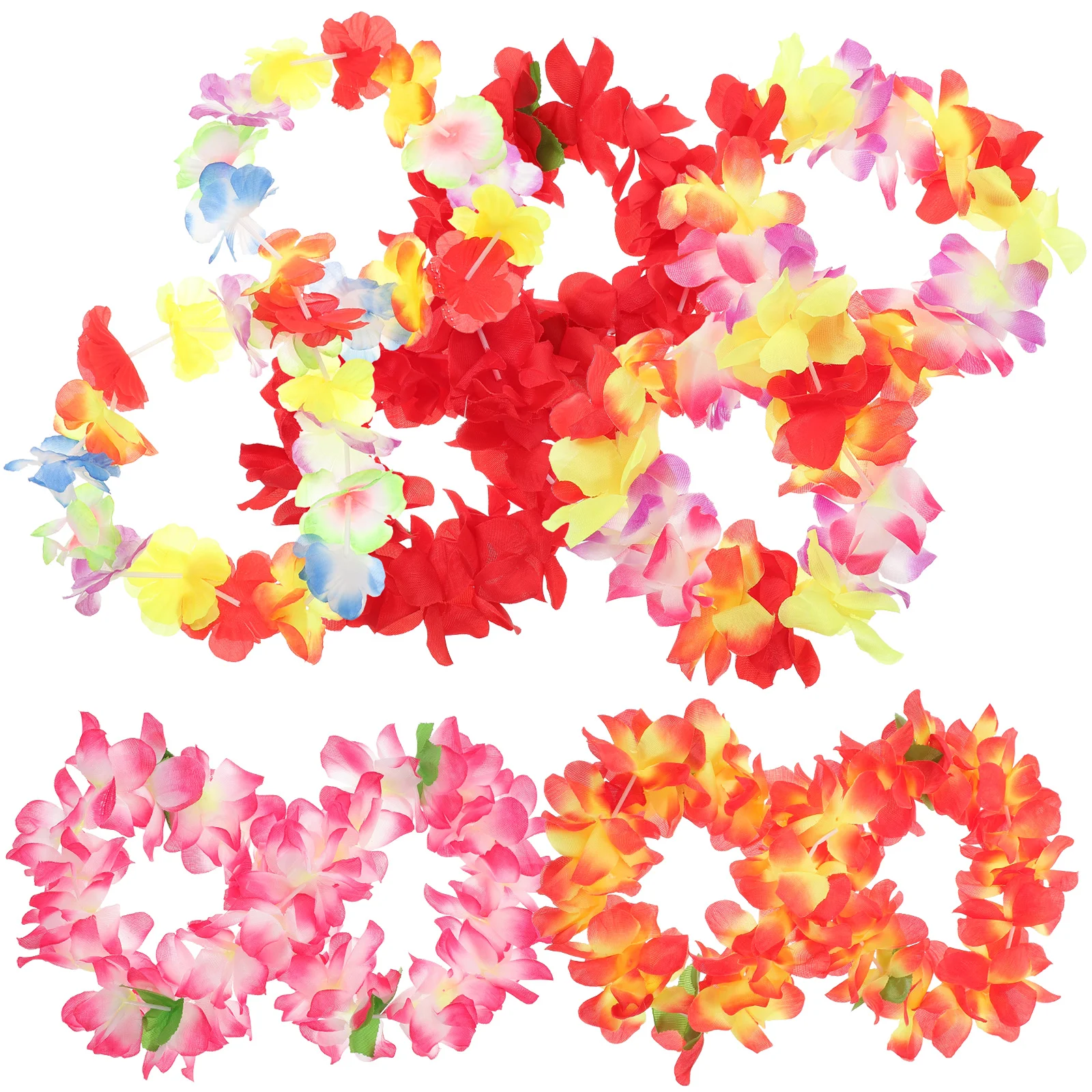 5pcs สีสัน Hawaiian Leis ประดิษฐ์ดอกไม้สร้อยคอ Garland Beach Hula เต้นรําคอ LOOP Tropical Luau PARTY Favors Dress UP Co