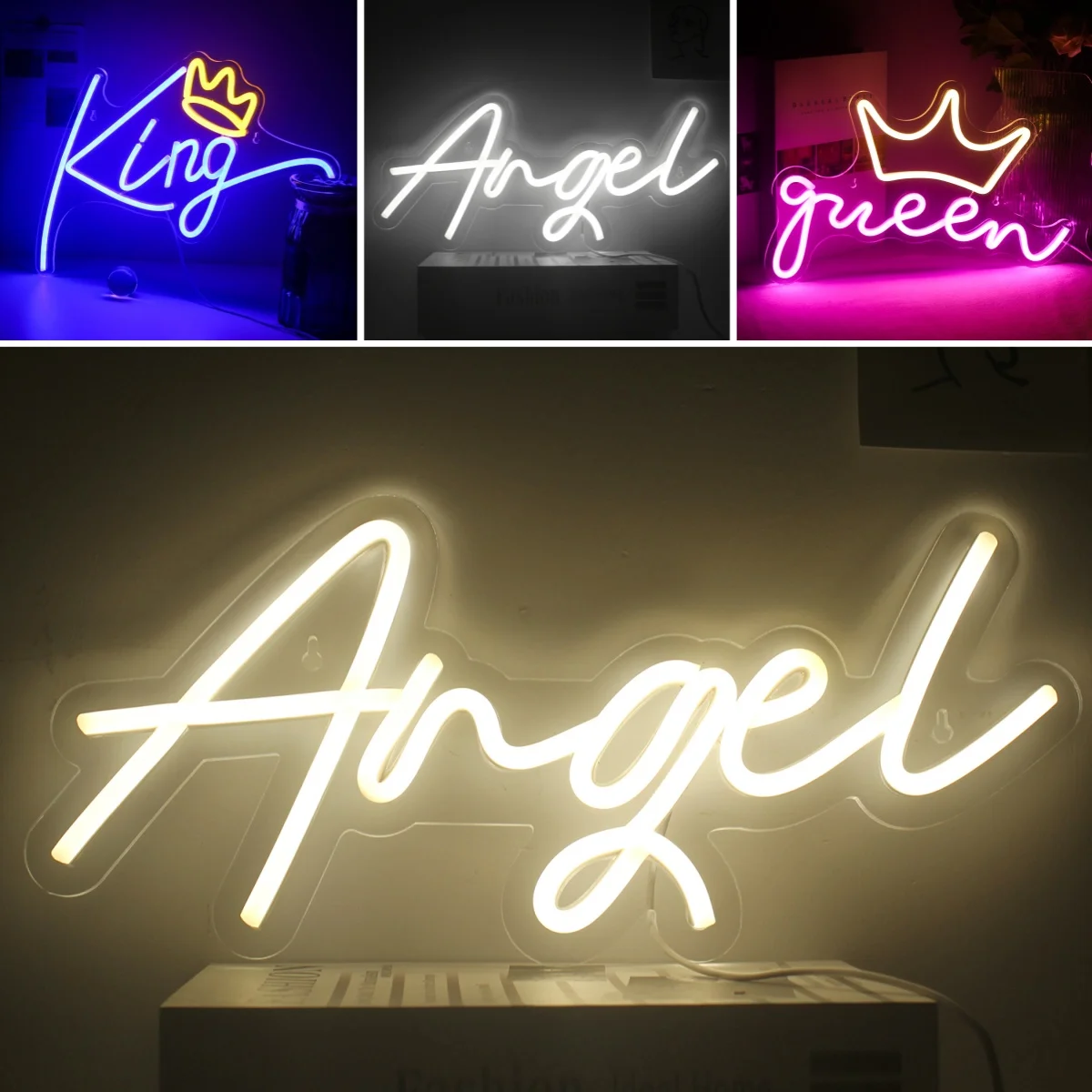 

Angel Neon Sigh Warm LED Lights Wall Aesthetic Bedroom Decoration Glow Art Room Decor Dimmable Panel Lamp Bebe Wedding Boda Gift