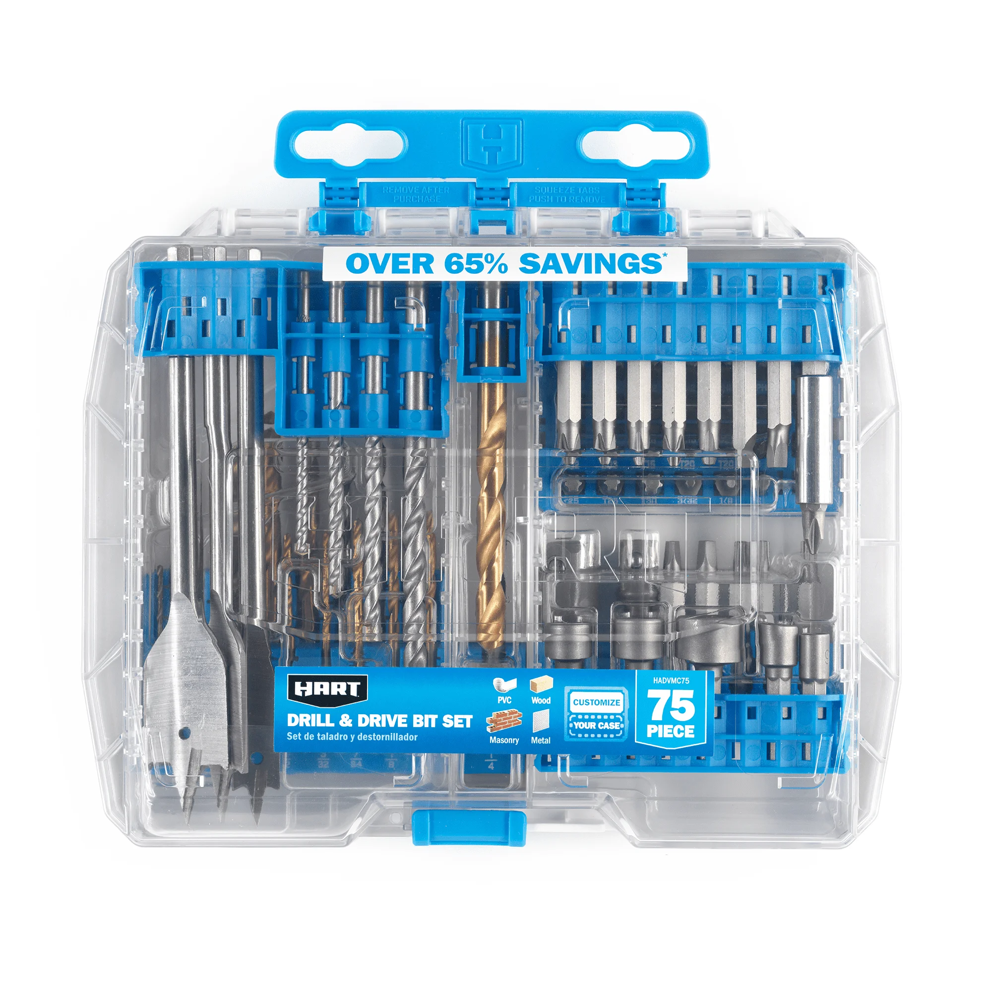 

75-Piece Assorted Metal/Wood Drill Bit and Drive Bit Set, Customizable Modular Storage Case Durable bit