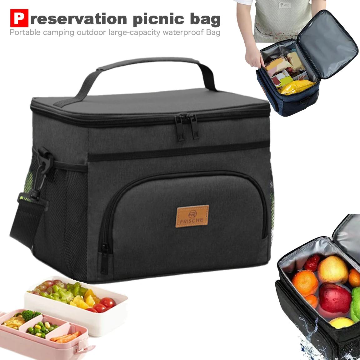 

Large Capacity Leak-proof Lunch Backpack Thermal Keep Fresh Picnic Cool & Warm Insulated Bag Outdoor Portable Beach Storage Box