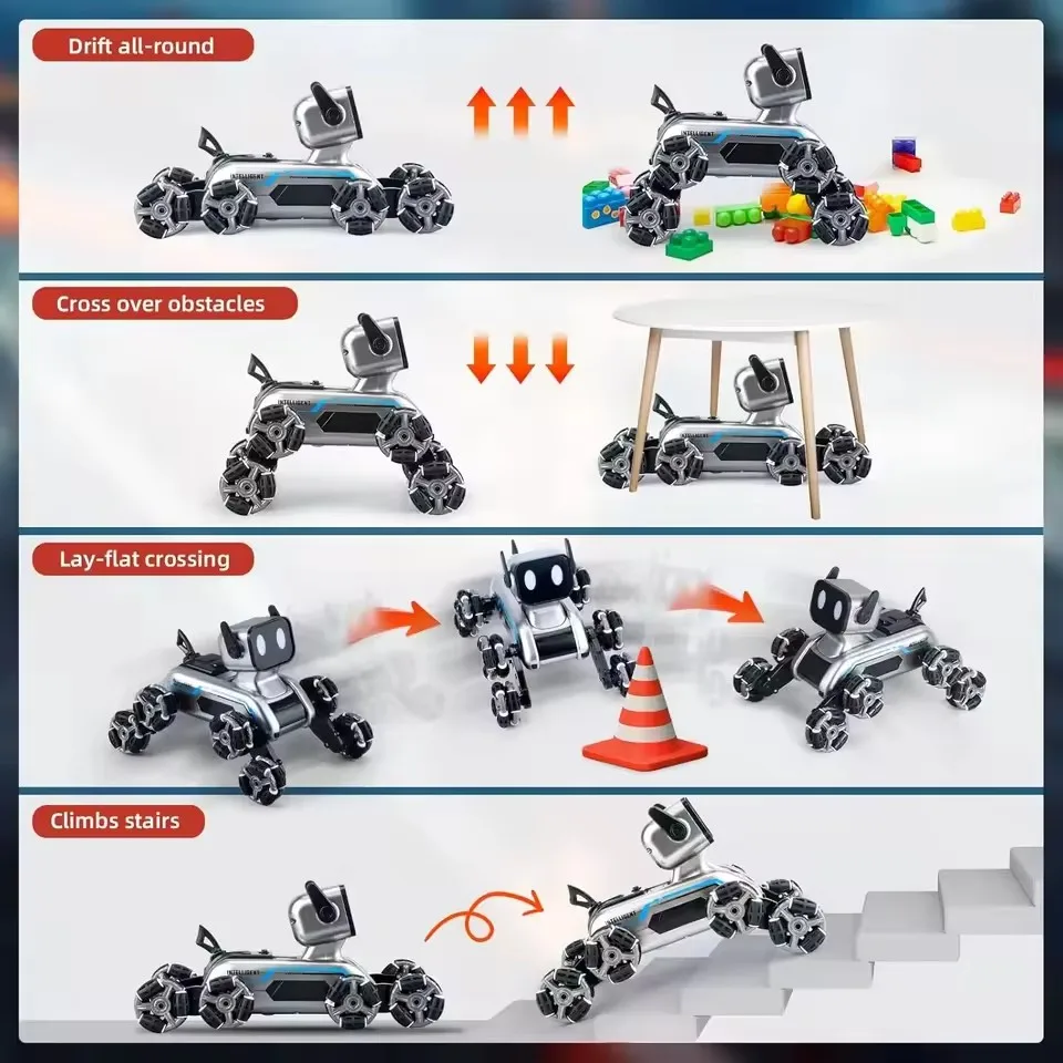 Zdalnie sterowany robotyczny pies z czterokołowym napędem Samochód terenowy Stunt Climbing Drift Toy Car