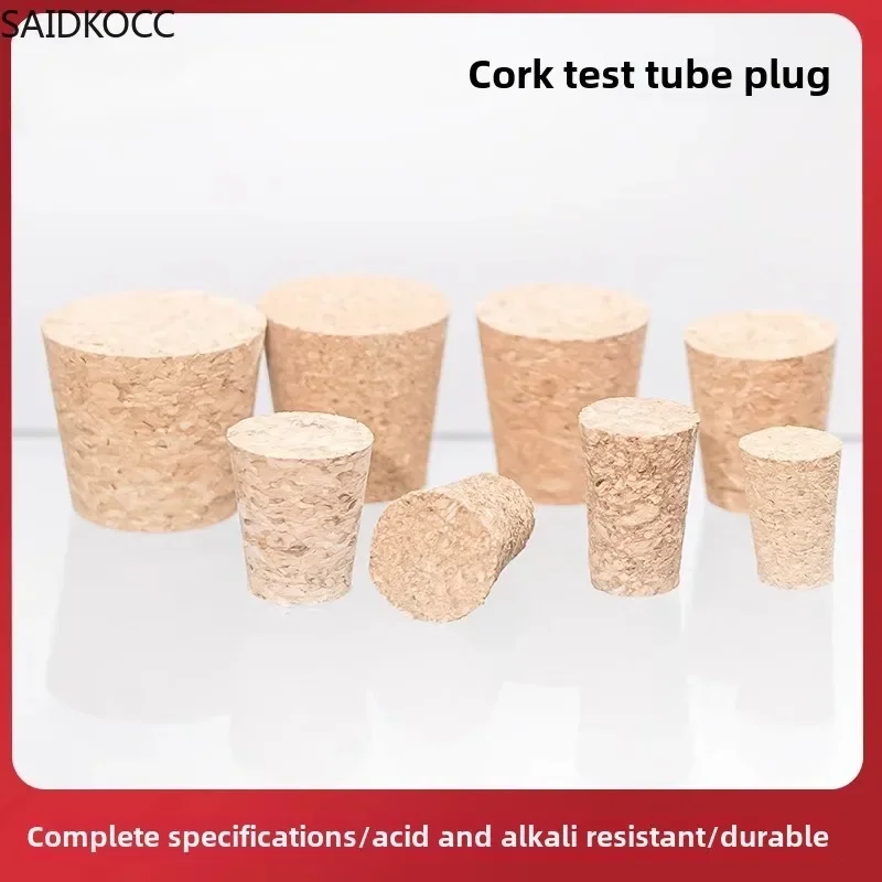 SAIDKOCC 10pcs Top Diameter Wood Cork Lab Test Tube Plug Essential Oil Pudding Small Glass Bottle Stopper Lid Customized