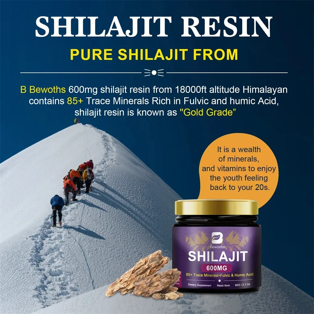 BEWORTHS 100% Pure Organic Shilajit Resin Shilajits Original with 85+Trace Minerals Immunity, Digestion and Brain Memory Health