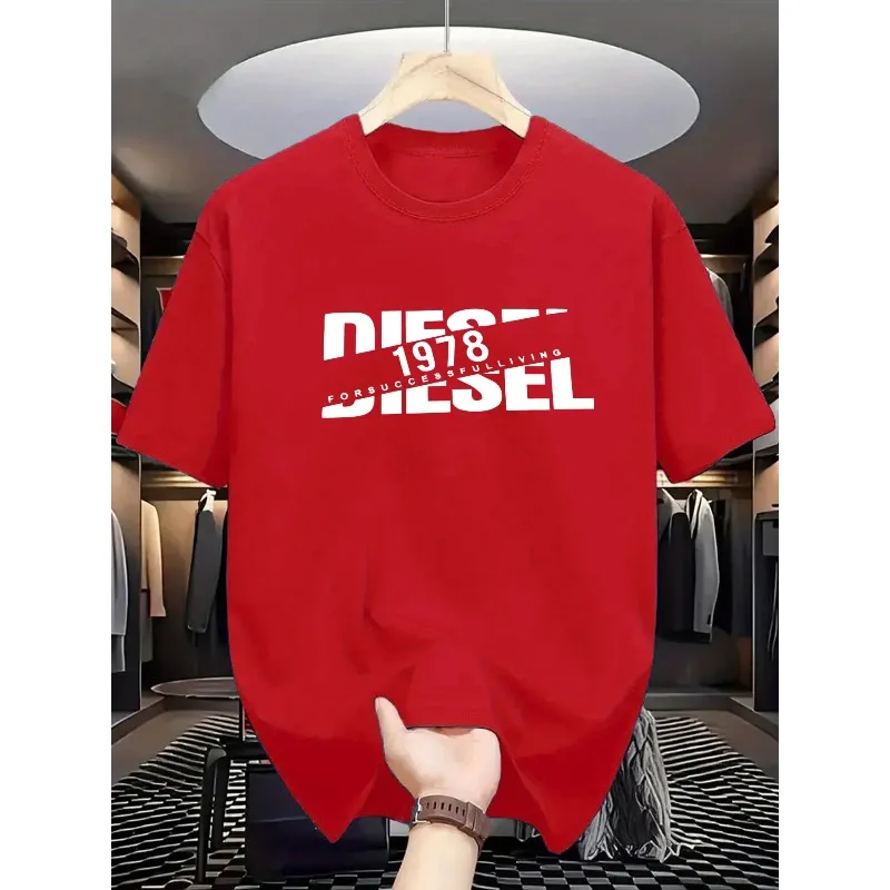 Herren-T-Shirt mit Rundhalsausschnitt und kurzen Ärmeln, Retro-Diesel-1978-Print mit geteiltem Schriftzug, weiches und bequemes T-Shirt – Detail 15