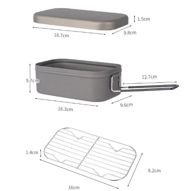 800ML Aluminum Lunch Box Outdoor Heatable Picnic Box With Steam Rack Camping Set Travel Bento Box Steamed Vegetable Lunch Box
