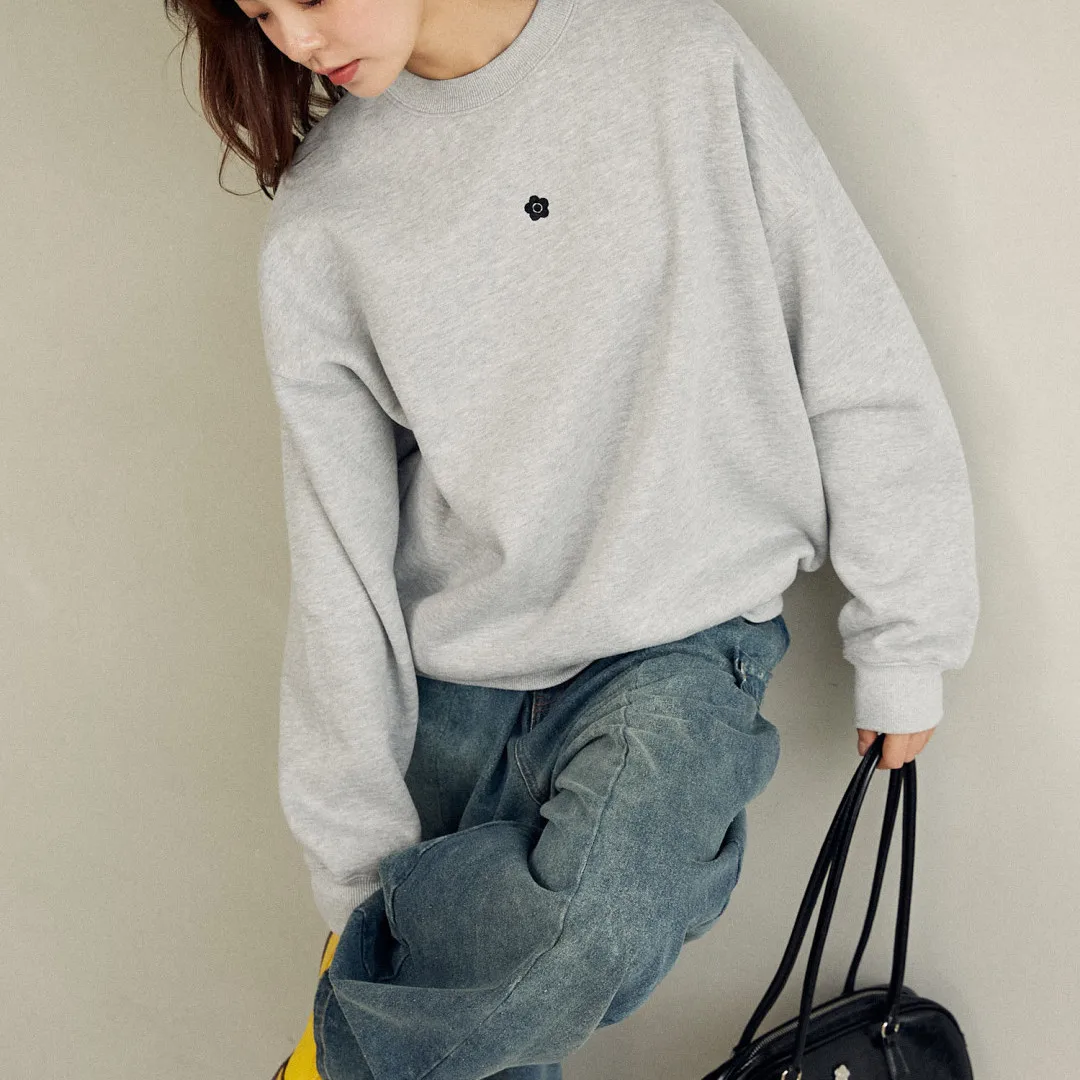 

Свободный крой, круглый вырез, длинный рукав, вышитый свитшот, повседневный стиль, женская весенняя хлопковая футболка, удобная, в стиле лэйз-фэшн