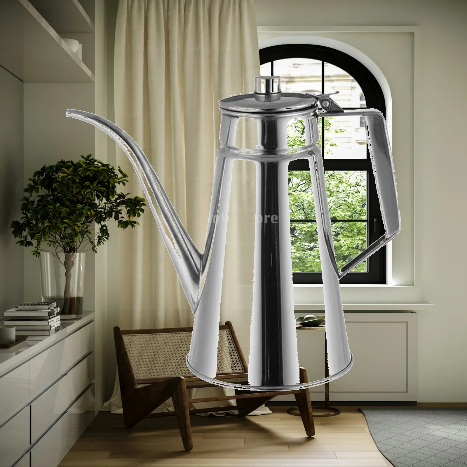 Kitchen Oil Dispenser Bottle Stainless Steel Gooseneck Spout Leak Resistant Oil Cruet for Olive Oil Soy Sauce Vinegar Cold Water