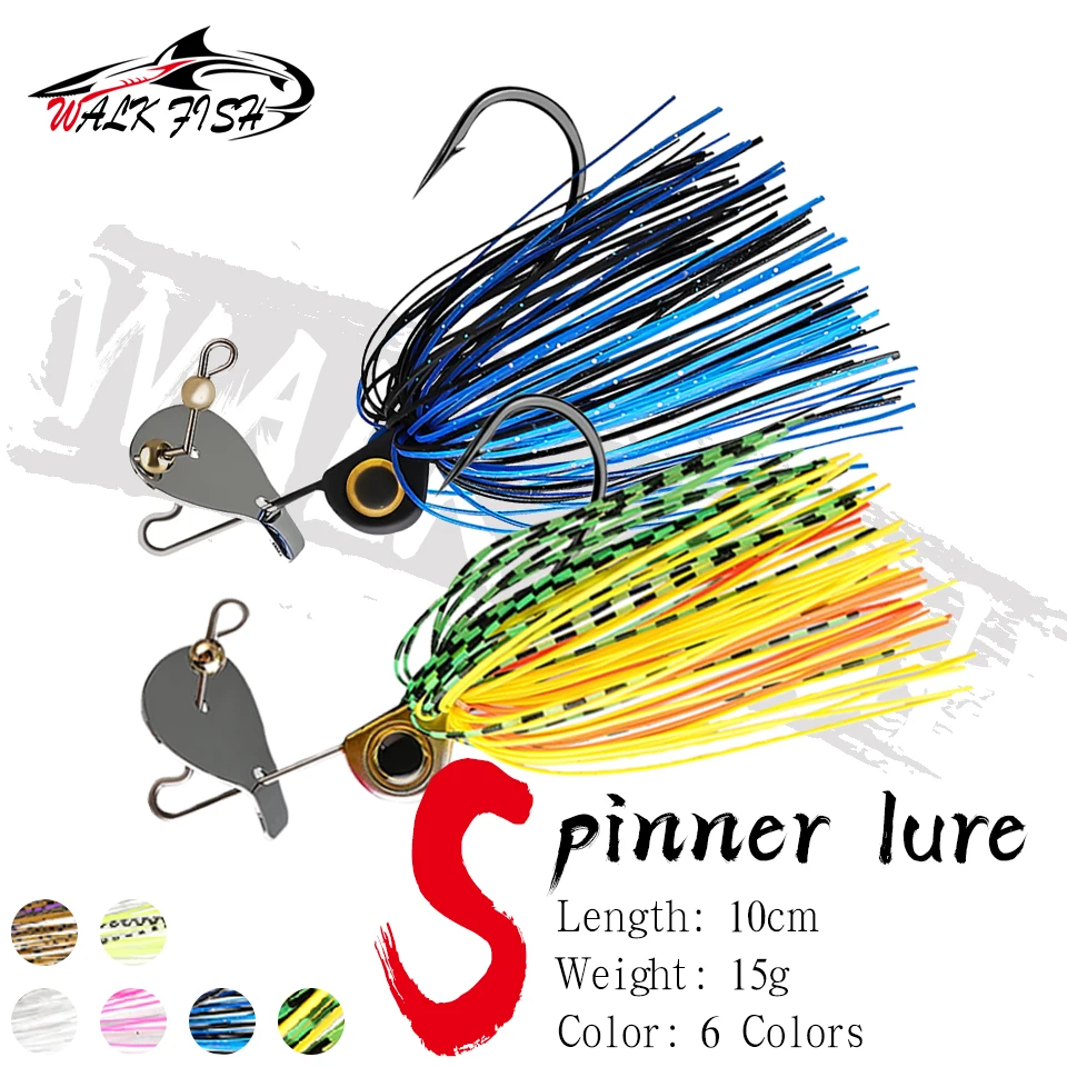 WALK FISH Señuelos de pesca giratorios de 10cm y 15g, tipo Chatterbait, con cuchilla grande, Jig Dancer, Buzzbait, Wobbler, Chatterbait para lubina y lucio