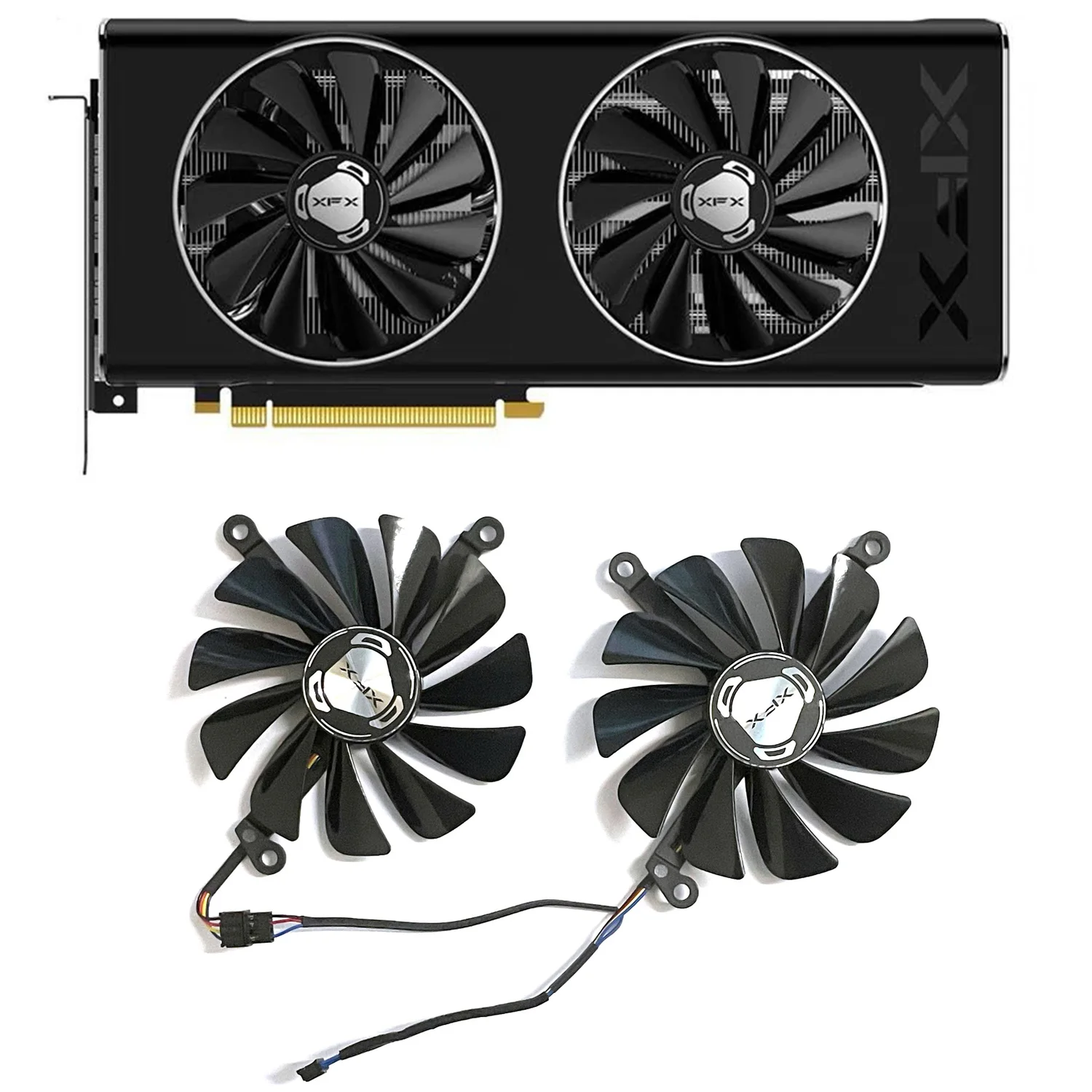 

2PCS 95MM 4PIN FDC10U12S9-C CF1010U12S GPU Cooler for XFX Radeon RX 5700 XT 8Gb Thicc II Ultra / 5700 8Gb DD Ultra Graphics Card