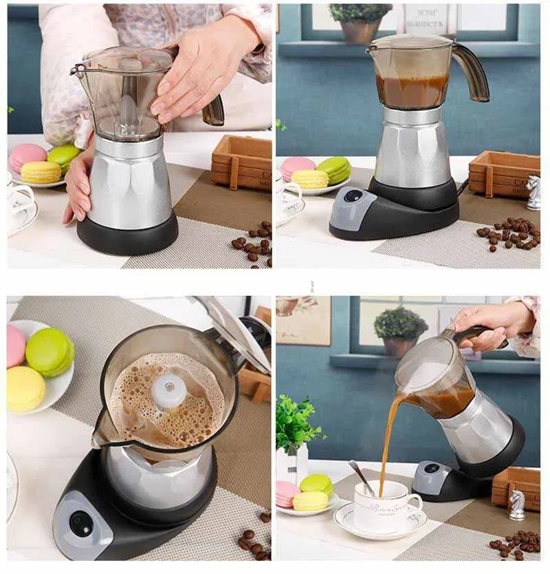 110v /220v Portable Electric Coffee Maker Espresso Mocha Pot Removable Kitchen Hob Coffee Machine Eu Plug 300/150ml Machine Cafe