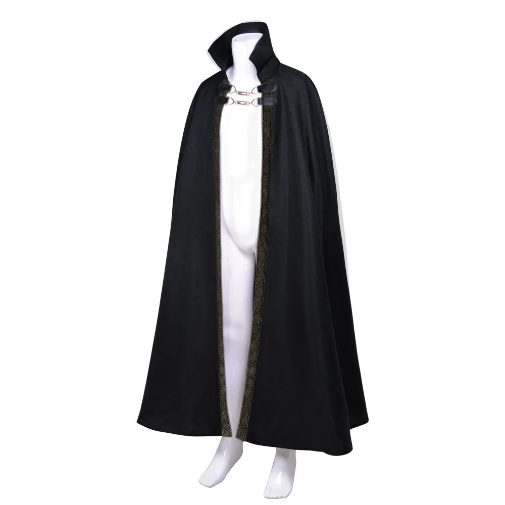 Halloween Vampire Costume Dracula Devil Witch Stand Collar Cosplay Cape Medieval Gothic Steampunk Cloak with Metal Chain - view 2