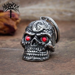 Motorhead Skull Diamond Bell-Biker Bell Accessory or Key Chain for Good Luck Stainless Steel Bell For Mens & FREE Bell Hanger