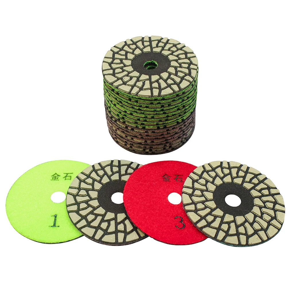 

4Pcs New 4 inch 100mm Abrasive Dry Polishing Pad Sharp Type Flexible Diamond Grinding Pad For Granite Marble Stone Sanding Disc