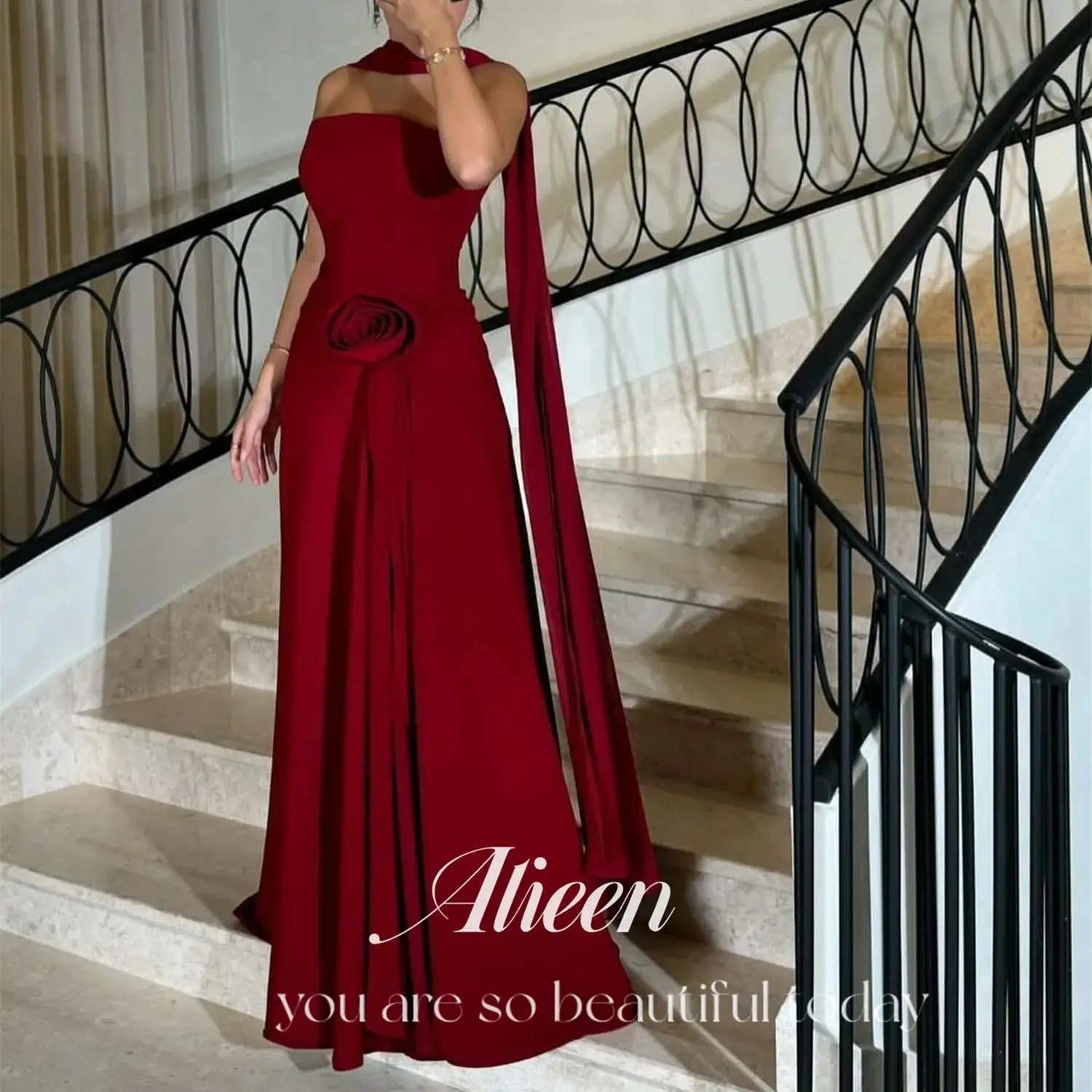 

Aileen Shawl Manual 3D Flowers Claret Customized Elegant Wedding Party Dress Cocktail Dresses for Women Woman Evening Prom 2024