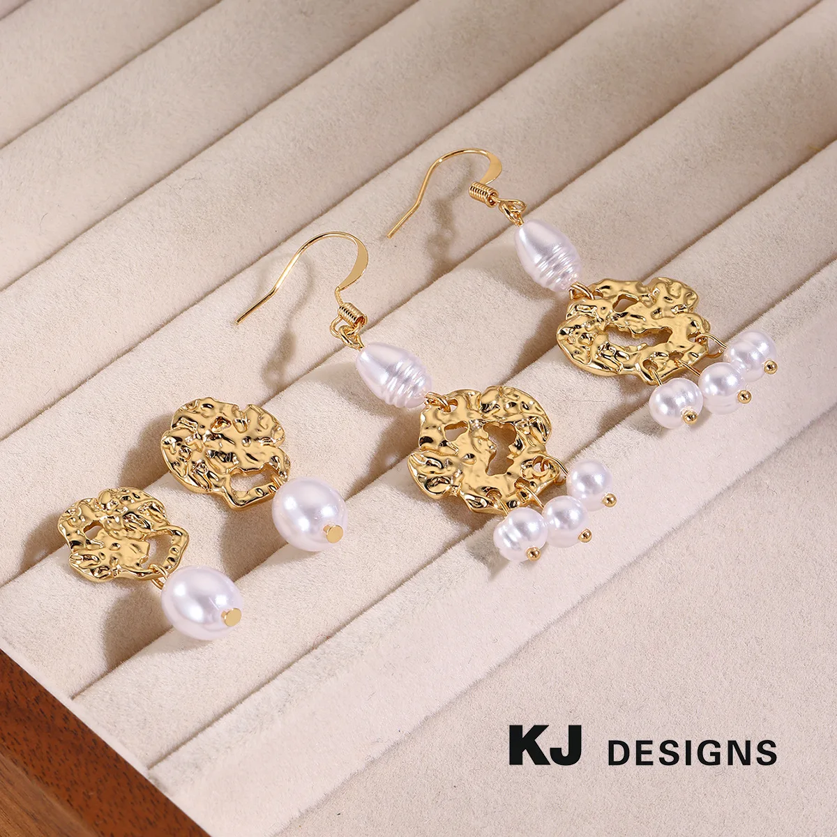 Kenjie fashion versatile irregular pearl ear hook set women's beating pattern light luxury high-end temperament earrings