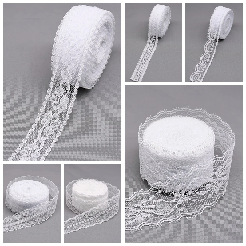 10Yard 20-40mm White Lace Trim Ribbon DIY Embroidered For DIY Craft Wedding Sewing Decoration African Lace Fabric Garment Access