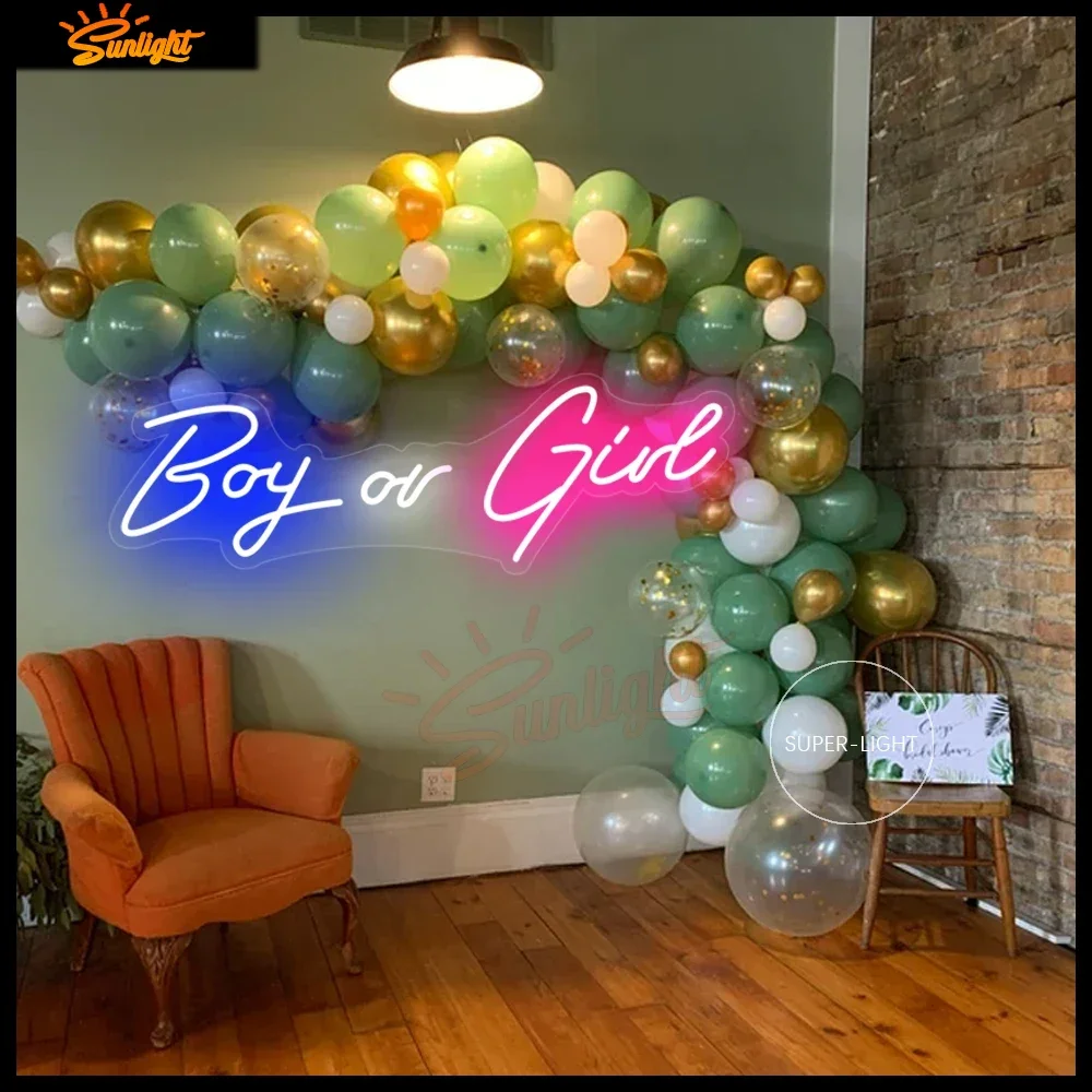 Neon Signs Light Custom Boy or Girl Baby Shower Gender Reveal Party Decoration Led For Home Room Birthday Supplies