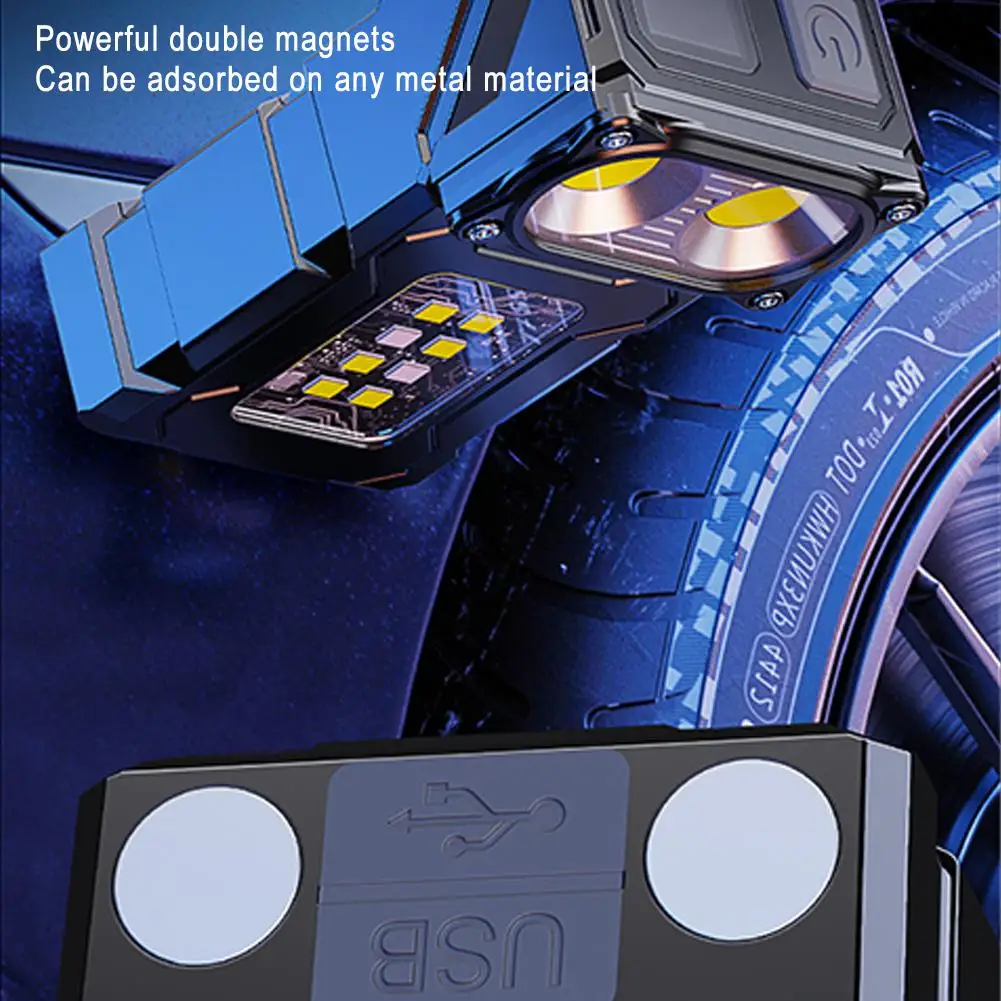 1Pc LED Flashlight Strong Light Super Bright Charge Portable Long Battery Life Cap Lamp Outdoors Multi-function COB Work Light