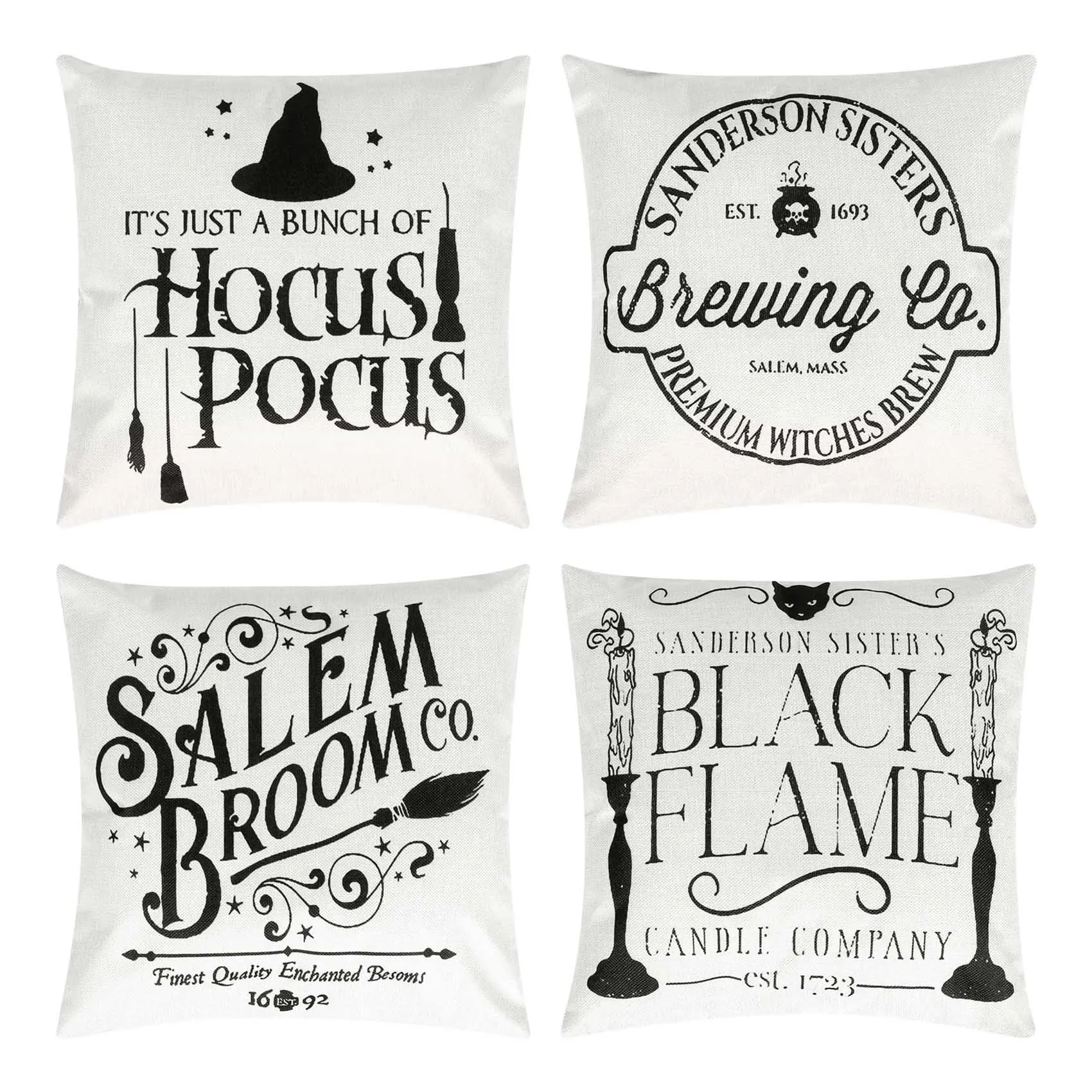 

Halloween Decor Pillow Covers 18X18 Set of 4 Decorations Farmhouse Outdoor Fall Pillows Decorative Throw Cushion Case