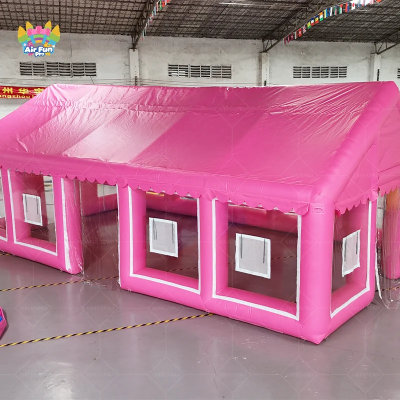 Pink Large Outdoor PVC Inflatable Wedding Tent with LED Lights Quick-Opening Design for Events