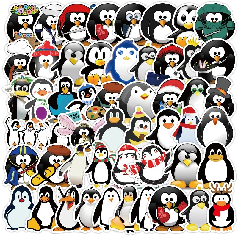 10/50Pcs Cartoon Cute Penguin Graffiti Stickers Water Cup Luggage Stationery Guitar PVC Waterproof Animal Decoration Toys Gifts