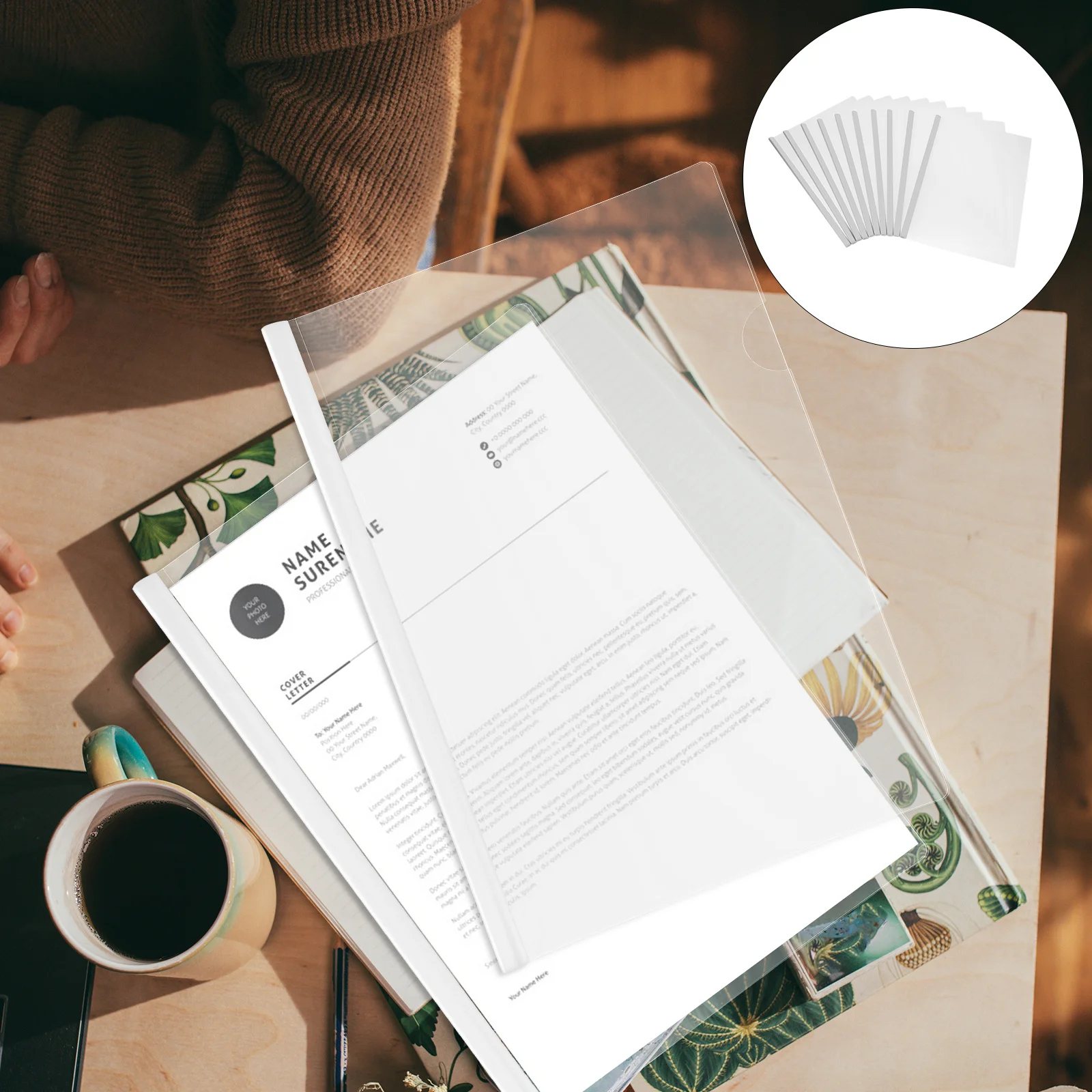 

10Pcs Transparent File Folders Sliding Bar Document Binder Office File Rod Clamps for Teachers Students Workers