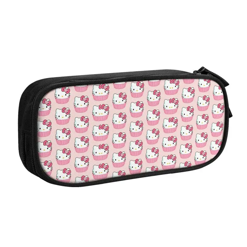 Custom Cute Hello Kitty Cat Pattern Pencil Case for Boys Gilrs Large Capacity Pen Box Bag School Supplies