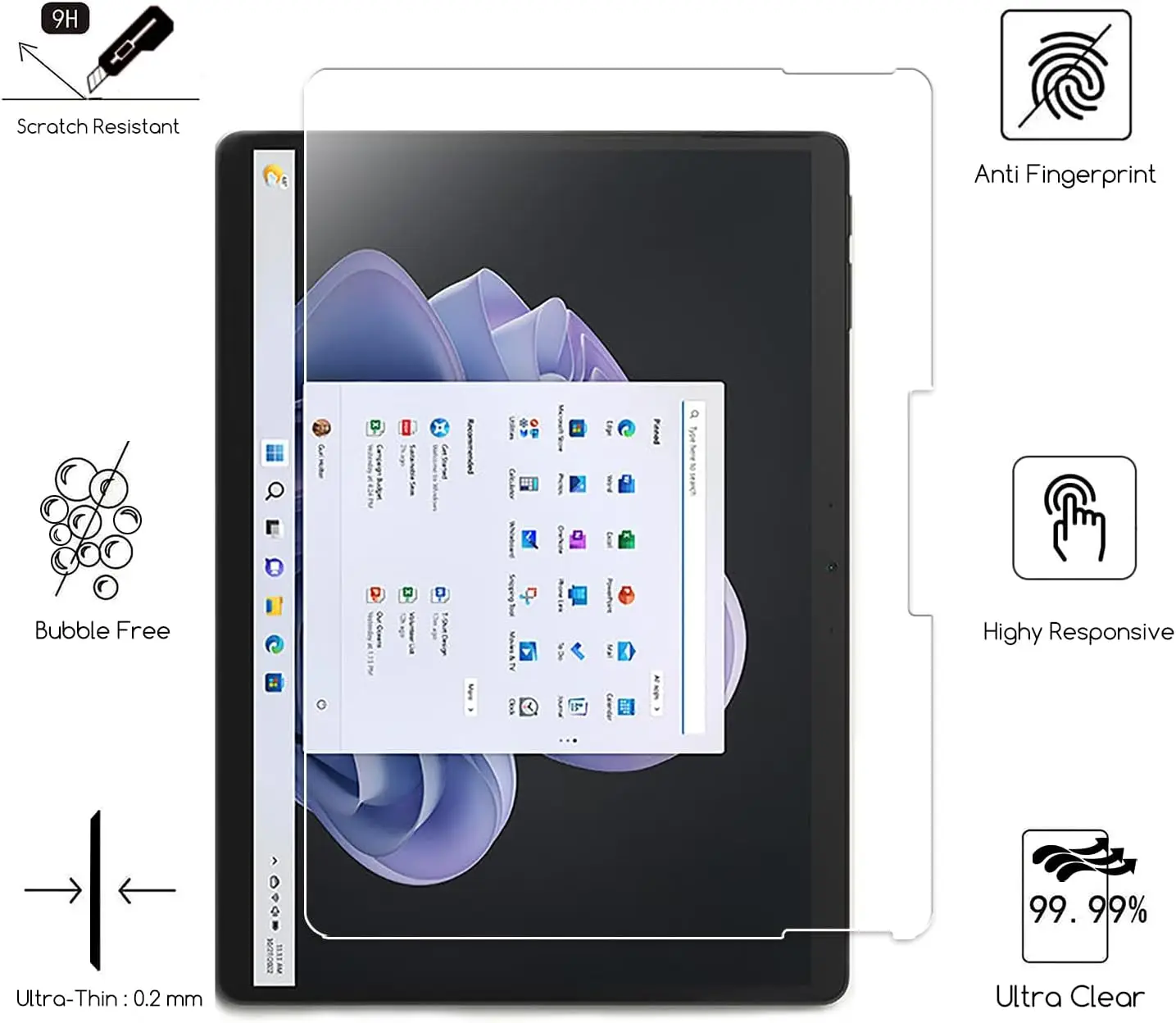 1PCS Tempered Glass Screen Protector For Microsoft Surface Pro 11 10 9 8 X 12 13 Inch Tablet Anti Scratch HD Protective Film