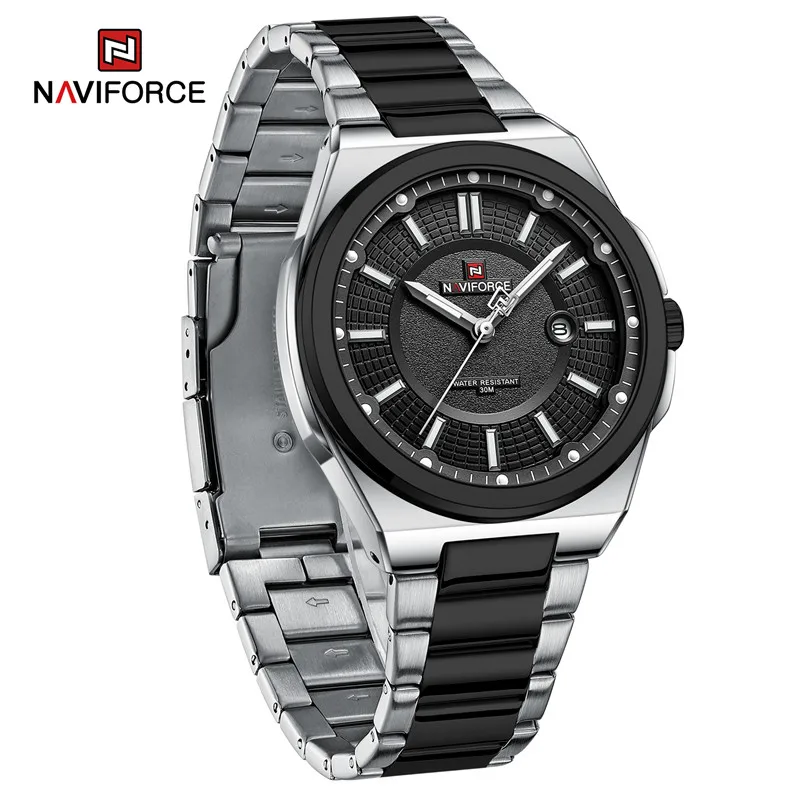 Top Brand NAVIFORCE Men Quartz Watch Stainless Steel Band Casual Sport Male WristWatch Luminous Hot Sale Relogio Masculino