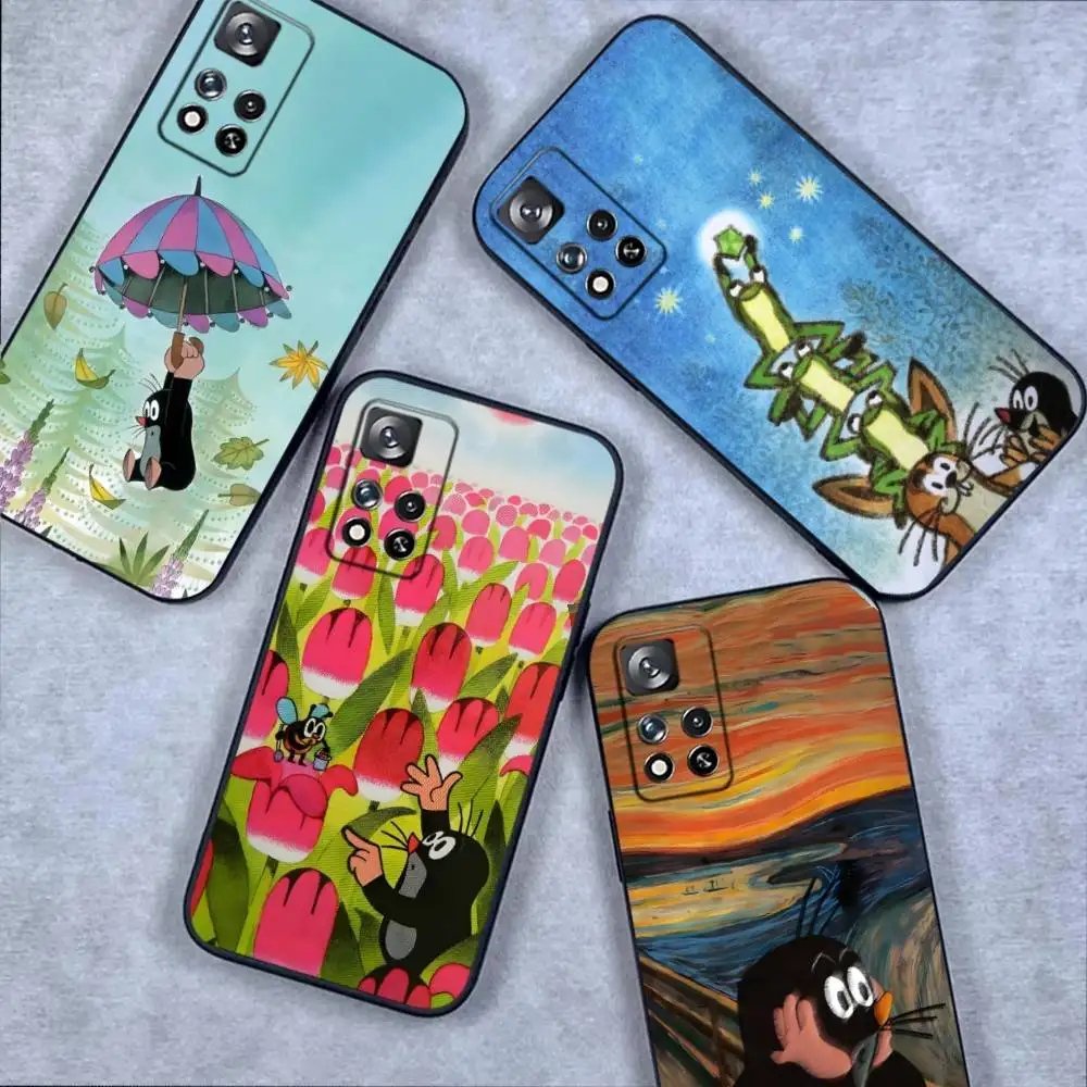 

L-Little Mole Cartoon Phone Case For Samsung S 25,24,23,22,30,21,10,9,Ultra,Plus,Lite,FE,4,5G Black Soft Case