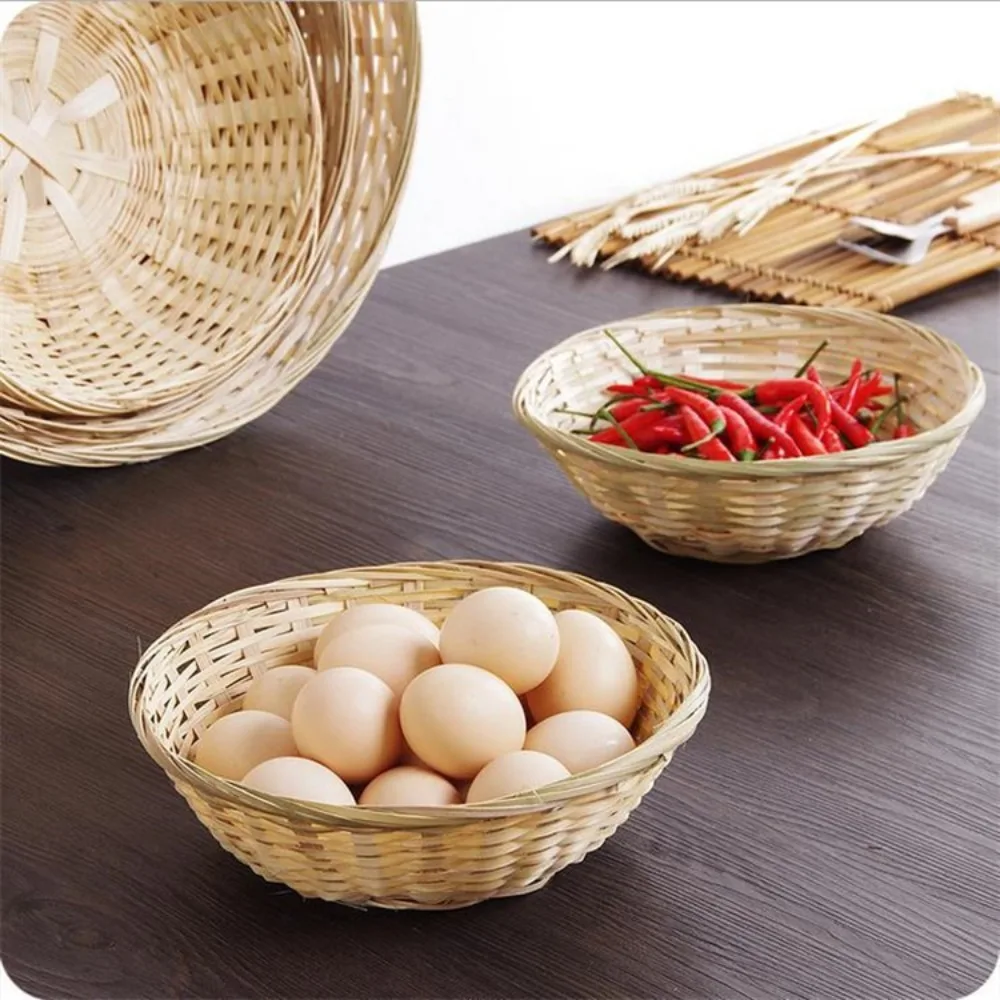 Vegetable Food Storage Basket Desktop Decoration Round Dustpan Decorative Woven Basket Bread Fruit Egg Basket