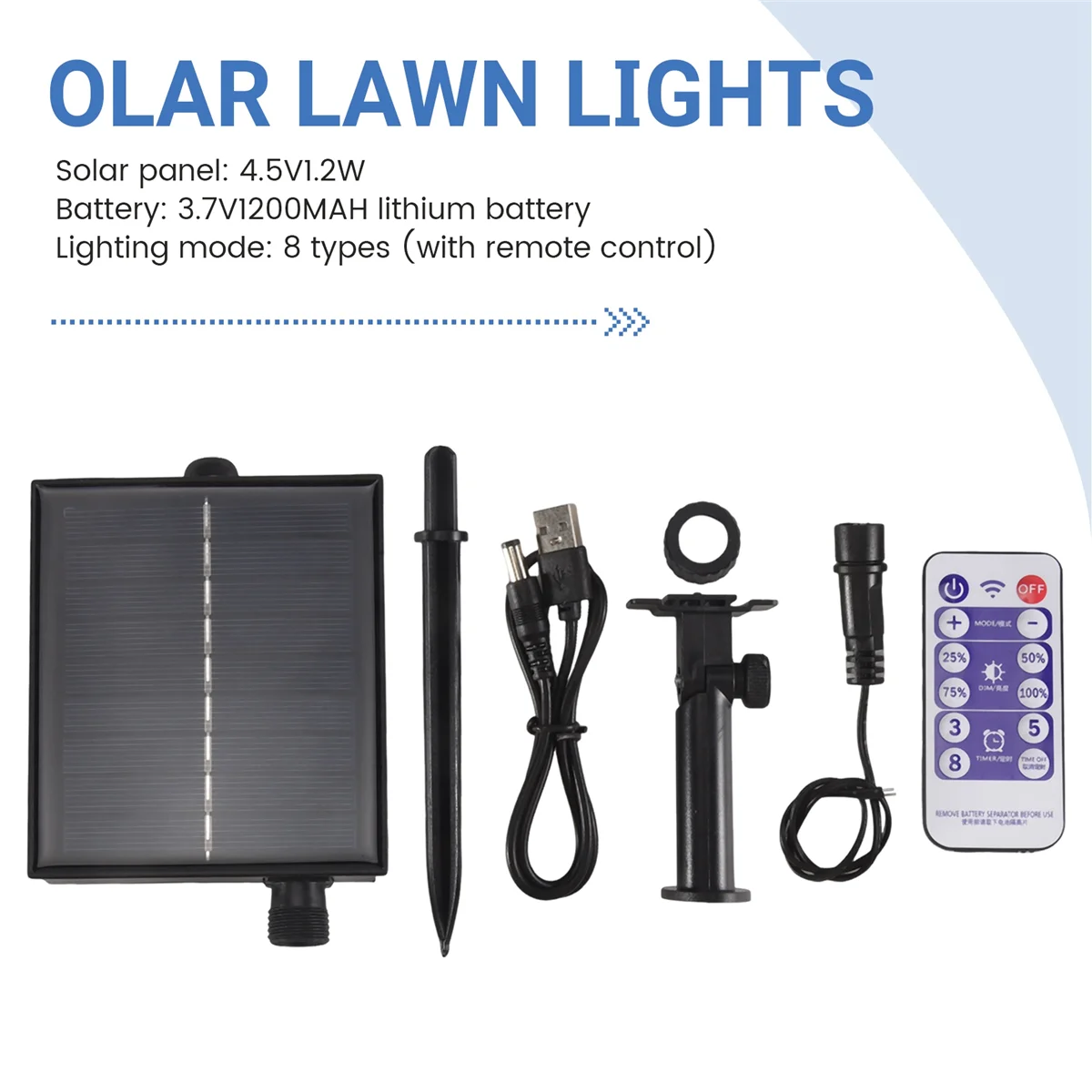 ABKM 1200mAh Solar Panel Control Box Kits Lithium Battery Panel for 3.7V 24V LED String Strip Lamp DC Charging