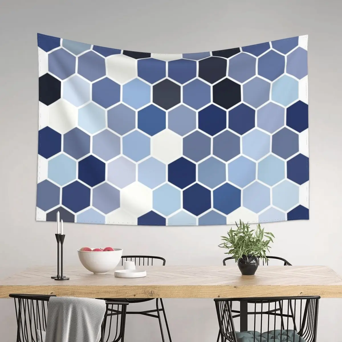 

HONEYCOMB HEXAGON BLUE Tapestry Bedroom Deco Art Mural Wall Hanging Decor Tapestry