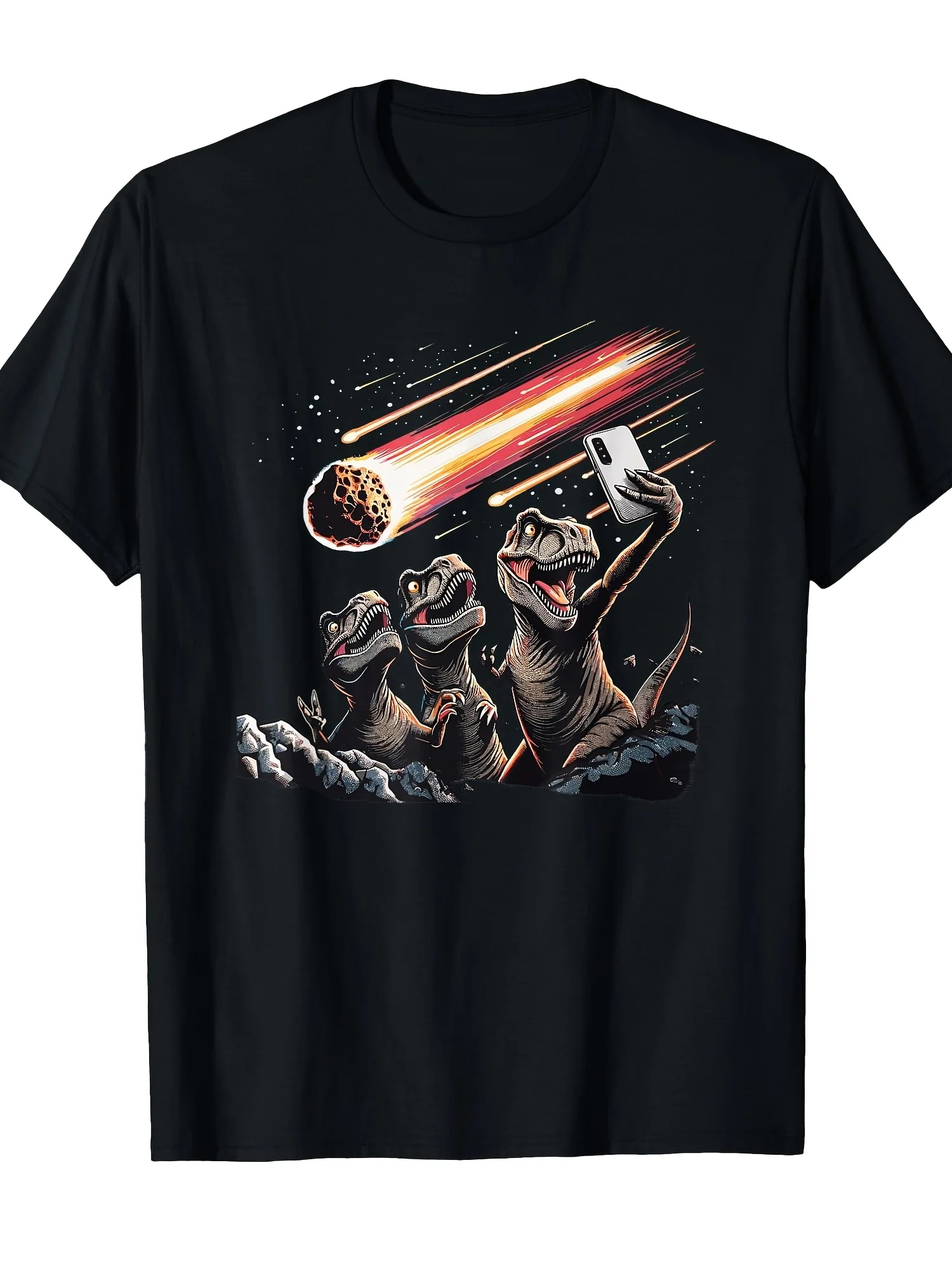 2026 Humorous T-Rex Selfie T-Shirt for Men And Women, Featuring a Striking Dinosaur Print in a Retro Style. It'S Lightweight And