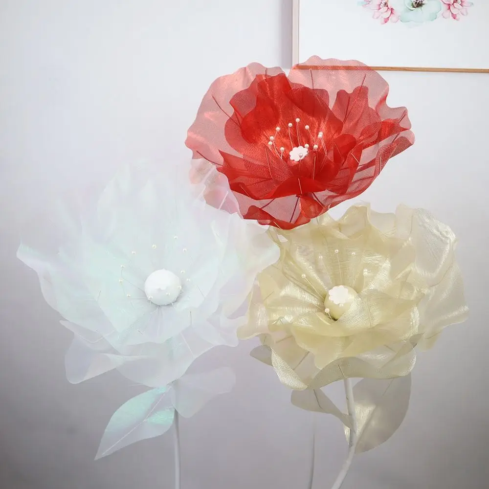 50cm Big Simulation Flower Window Display 3D Large Artificial Flowers Hanging Gauze Hollow Fake Flower Wedding