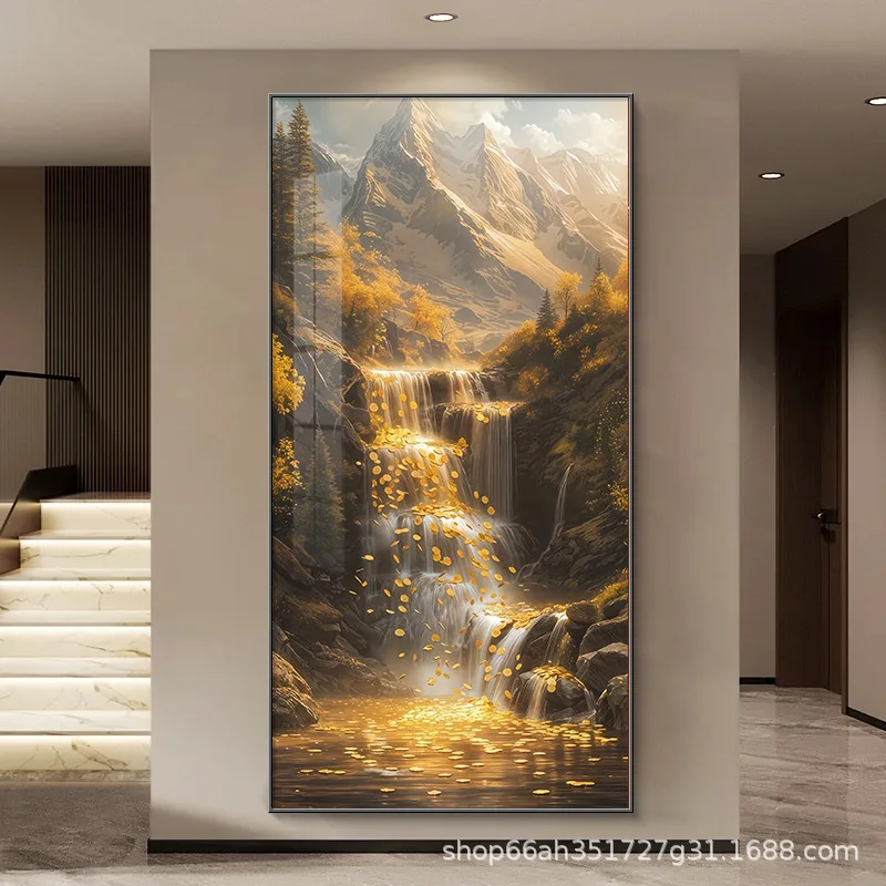 DSA Alpine Flowing Water Generates Wealth Entrance Decorative Painting Cornucopia Living Room Corridor Alley Mural Vertical