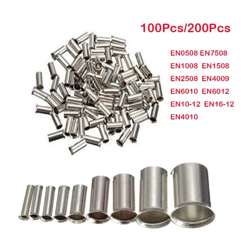 0.5mm2-6.0mm2 Tin-coated Copper Material Uninsulated Terminal Bootlace Ferrules Cord End Electrical Cable Crimp Connector