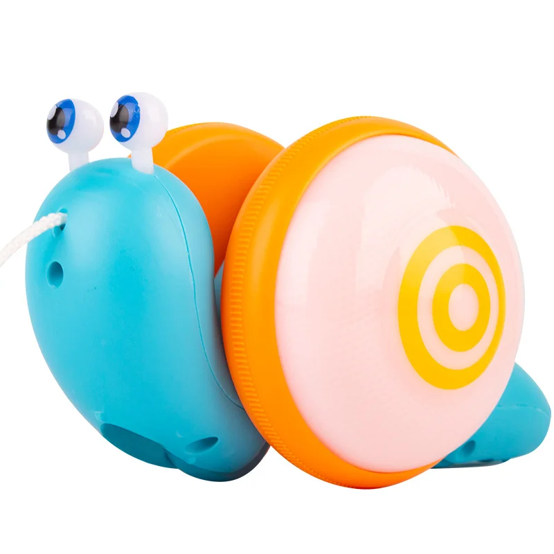 Pull string cartoon snail car toy baby learn to crawl pull toy Early childhood education toy baby learn to walk