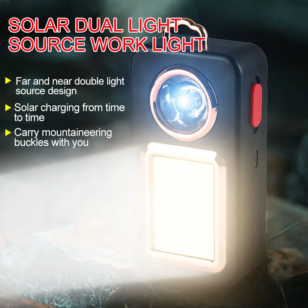 

Mini COB Work Light Polysilicon Solar Charging LED Waterproof Torch Camping Lantern USB Rechargeable Torch мощный work light