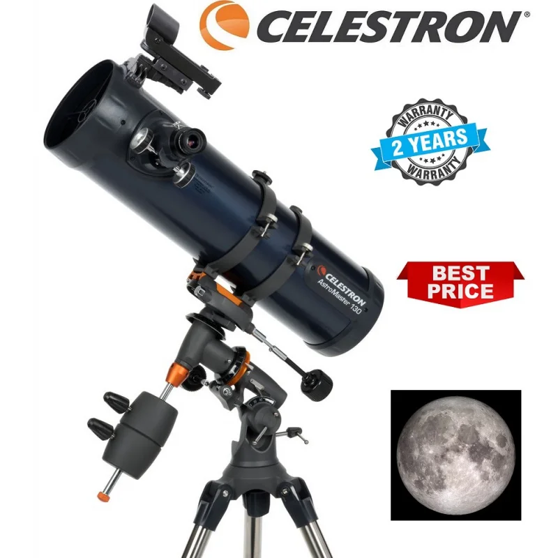 

Celestron 31045 AstroMaster 130EQ 130mm F5 Newtonian Reflector Telescope - Fully-Coated Glass Optics Adjustable-Height Tripod