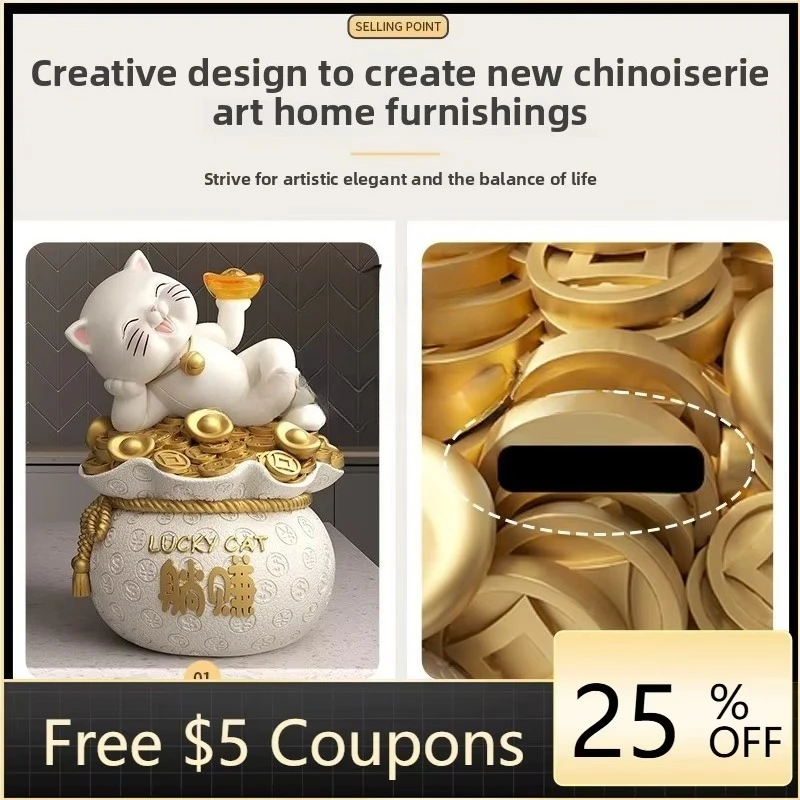 ZC Lucky Cat Ornament Lucky Bag Piggy Bank Store Lucky Company Front Desk Decoration Opening Gift